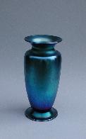 Blue Aurene footed classic vase